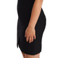 Elegant Black Sheath Mini Dress with Crystal Buttons
