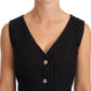 Elegant Black Sheath Mini Dress with Crystal Buttons