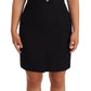 Elegant Black Sheath Mini Dress with Crystal Buttons