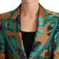Elegant Leaf Print Silk-Blend Coat