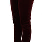 Elegant Red Velvet Skinny Pants