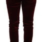 Elegant Red Velvet Skinny Pants