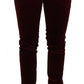 Elegant Red Velvet Skinny Pants