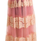 Elegant Pink High Waist Lace Midi Skirt