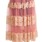 Elegant Pink High Waist Lace Midi Skirt