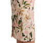 Elegant Pink Lily Print Midi Skirt