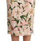 Elegant Pink Lily Print Midi Skirt
