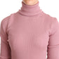 Elegant Pink Turtleneck Virgin Wool Sweater