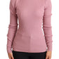Elegant Pink Turtleneck Virgin Wool Sweater