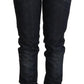Elegant Low Waist Skinny Dark Blue Jeans