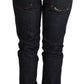 Elegant Low Waist Skinny Dark Blue Jeans