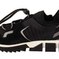 Sleek Black Knit Lace-up Sneakers