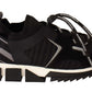 Sleek Black Knit Lace-up Sneakers