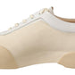 Elegant White Leather Low Top Sneakers