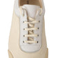 Elegant White Leather Low Top Sneakers