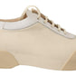 Elegant White Leather Low Top Sneakers