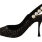 Elegant Slingback Heels with Faux Pearl Adornments