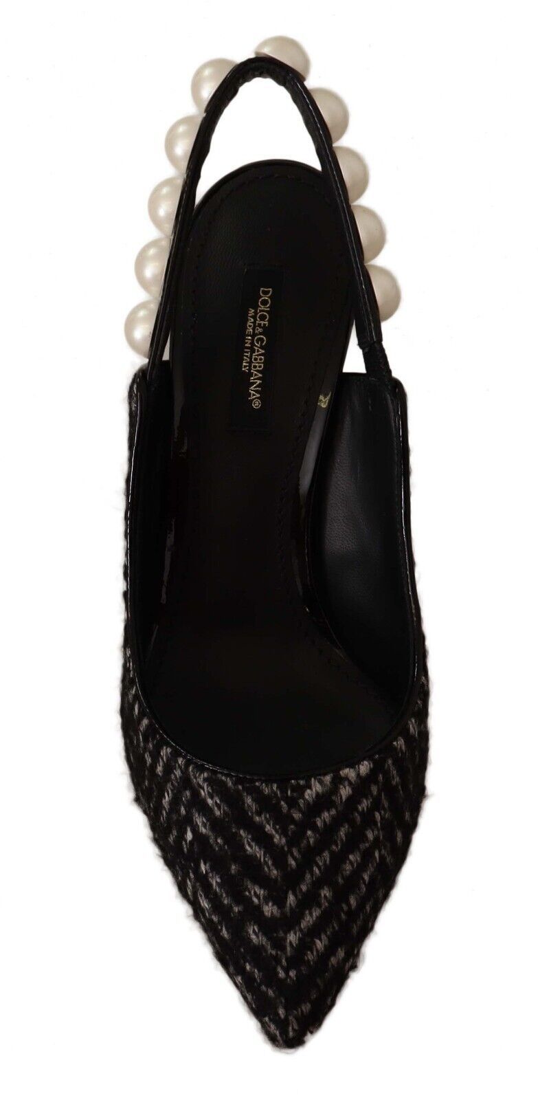 Elegant Slingback Heels with Faux Pearl Adornments