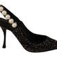 Elegant Slingback Heels with Faux Pearl Adornments