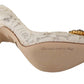 Elegant White Lace Heels with Crystal Embellishments