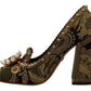 Chic Gold & Black Embellished Heels