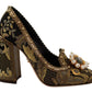Chic Gold & Black Embellished Heels