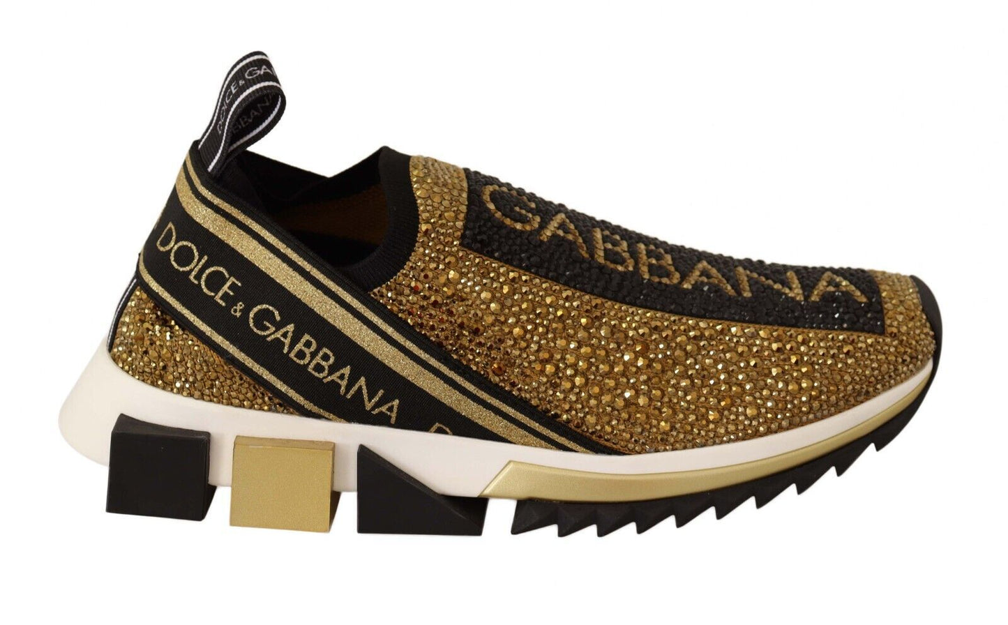 Elegant Gold-Tone Crystal Embellished Sneakers