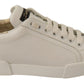 Elegant White and Gold Leather Sneakers