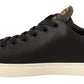 Elegant Gold Heart Embroidered Leather Sneakers