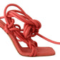 Coral Suede Strappy Stiletto Sandals
