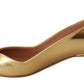 Gold Laminated Leather Mid-Heel Pumps