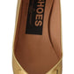 Gold Laminated Leather Mid-Heel Pumps