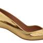 Gold Laminated Leather Mid-Heel Pumps