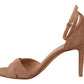 Beige Suede Ankle Strap Heels Pumps