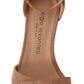 Beige Suede Ankle Strap Heels Pumps