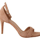 Beige Suede Ankle Strap Heels Pumps