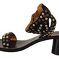 Chic Black Leather Ankle Strap Sandals