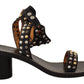 Chic Black Leather Ankle Strap Sandals