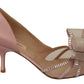 Elegant Pink Satin Crystal Bow Heels