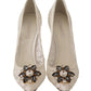Elegant White Lace Heels with Crystal Embellishments