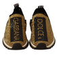 Elegant Gold-Tone Crystal Embellished Sneakers