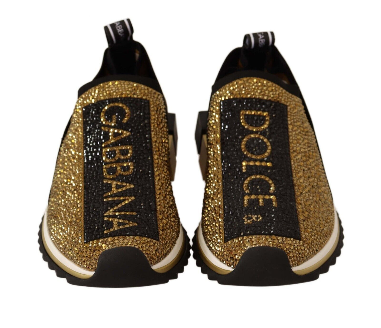 Elegant Gold-Tone Crystal Embellished Sneakers