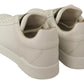 Elegant White and Gold Leather Sneakers