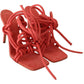 Coral Suede Strappy Stiletto Sandals