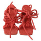 Coral Suede Strappy Stiletto Sandals