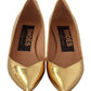 Gold Laminated Leather Mid-Heel Pumps
