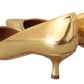 Gold Laminated Leather Mid-Heel Pumps