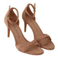 Beige Suede Ankle Strap Heels Pumps