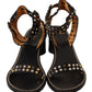 Chic Black Leather Ankle Strap Sandals