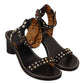 Chic Black Leather Ankle Strap Sandals